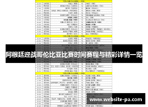 阿根廷迎战哥伦比亚比赛时间赛程与精彩详情一览